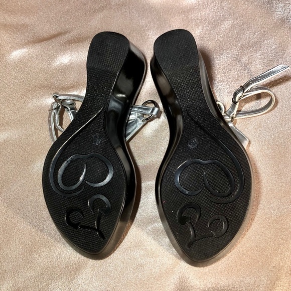 WILD PAIR Italy metallic silver leather sandals 9 - Picture 7 of 9